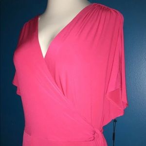 Vicky Tiel Plus Pink True Wrap Dress 3X 22/24 NWT